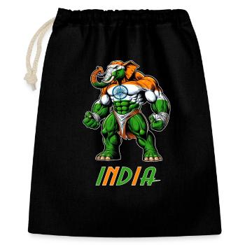 Indien Elefant Flaggen Design - Geschenkbeutel aus Baumwolle (40 x 50 cm) - Schwarz - Vorne