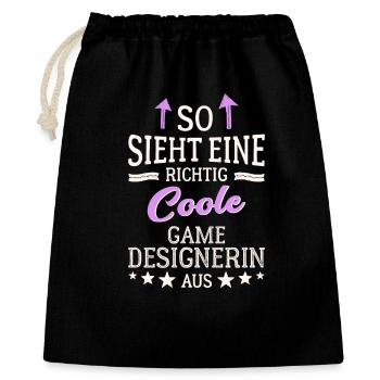 So sieht eine richtig coole Game Designerin aus - Geschenkbeutel aus Baumwolle (40 x 50 cm) - Schwarz - Vorne