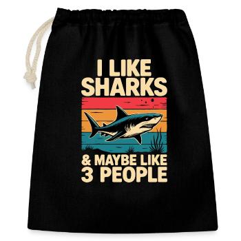 requin j’aime chemises design vintage - Sac cadeau 40 x 50 cm - noir - Devant