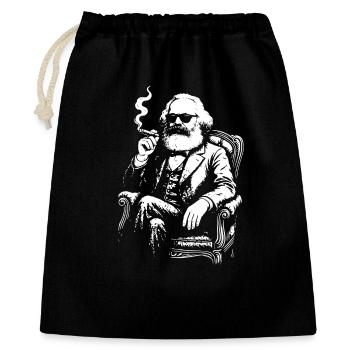 Karl Marx raucht die Zigarre auf dem Sessel - Geschenkbeutel aus Baumwolle (40 x 50 cm) - Schwarz - Vorne