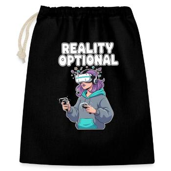 Reality Optional VR Gamerin - Geschenkbeutel aus Baumwolle (40 x 50 cm) - Schwarz - Vorne