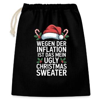Blague sur l’inflation : Pull de Noël moche - Sac cadeau 40 x 50 cm - noir - Devant