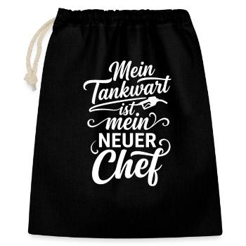 Mein Tankwart ist mein neuer Chef Spruch - Geschenkbeutel aus Baumwolle (40 x 50 cm) - Schwarz - Vorne