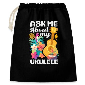 Demandez-moi à propos de mon ukulélé, un instrument hawaïen drôle - Sac cadeau 40 x 50 cm - noir - Devant