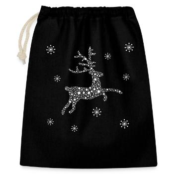 Hirsch aus Sternen und Schneeflocken, Rentier - Geschenkbeutel aus Baumwolle (40 x 50 cm) - Schwarz - Vorne