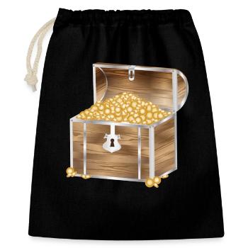 Wooden treasure chest filled with gold coins - Gift Bag 40 x 50 cm - black - Front