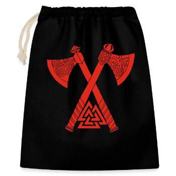 Haches et symbole viking rouge - Sac cadeau 40 x 50 cm - noir - Devant