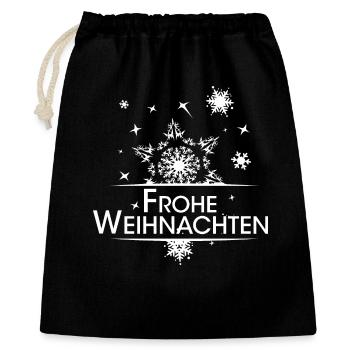 xmas Sterne xmas weihnachten Schnee Schneeflocken - Geschenkbeutel aus Baumwolle (40 x 50 cm) - Schwarz - Vorne