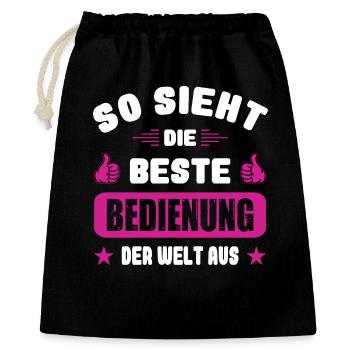 Kellnerin Geschenke Bedienung Abschied Gastronomie - Geschenkbeutel aus Baumwolle (40 x 50 cm) - Schwarz - Vorne