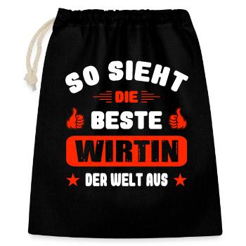 Wirtin Kellnerin Geschenke Bedienung Gastronomie - Geschenkbeutel aus Baumwolle (40 x 50 cm) - Schwarz - Vorne