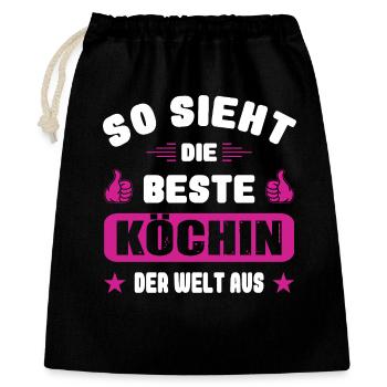 Köchin Gastronomie Geschenke Abschied Restaurant - Geschenkbeutel aus Baumwolle (40 x 50 cm) - Schwarz - Vorne