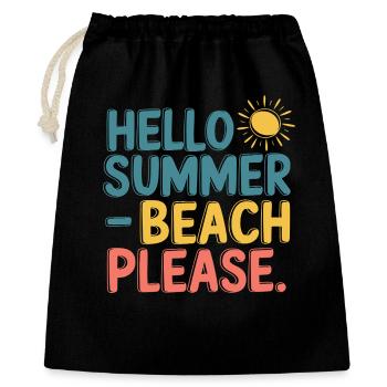 Hello Summer – Beach Please! - Geschenkbeutel aus Baumwolle (40 x 50 cm) - Schwarz - Vorne