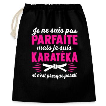 je suis karatéka  - Sac cadeau 40 x 50 cm - noir - Devant