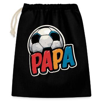 Papa Fußball Ball - Geschenkbeutel aus Baumwolle (40 x 50 cm) - Schwarz - Vorne