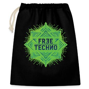 FREE TECHNO #1 – lass uns reden. - Geschenkbeutel aus Baumwolle (40 x 50 cm) - Schwarz - Vorne