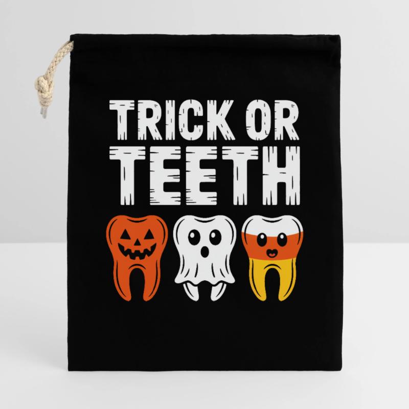 Trick oder Teeth Halloween-Trio Geschenkbeutel aus Baumwolle (40 x 50 cm)