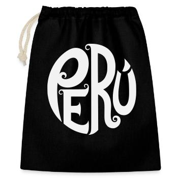 Peru - Ornate Typography - Gift Bag 40 x 50 cm - black - Front