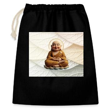 Buddha auf Blattmuster - Geschenkbeutel aus Baumwolle (40 x 50 cm) - Schwarz - Vorne