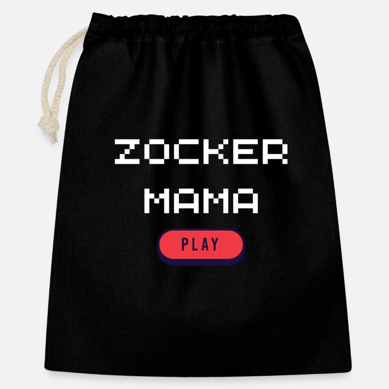 Maman joueuse - Sac cadeau 40 x 50 cm - noir