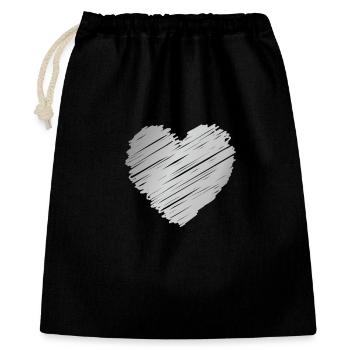 Cœur Gribouillé en Argent – Style Romantique Minimaliste - Sac cadeau 40 x 50 cm - noir - Devant