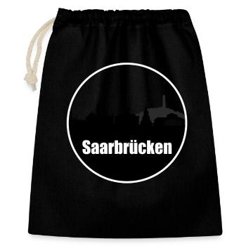 Saarbrücken Transparent Skyline - Geschenkbeutel aus Baumwolle (40 x 50 cm) - Schwarz - Vorne