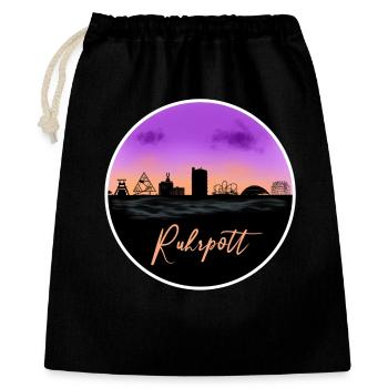 Ruhrpott Fineline Skyline - Geschenkbeutel aus Baumwolle (40 x 50 cm) - Schwarz - Vorne