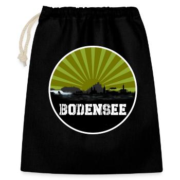 Bodensee Retro Skyline - Geschenkbeutel aus Baumwolle (40 x 50 cm) - Schwarz - Vorne