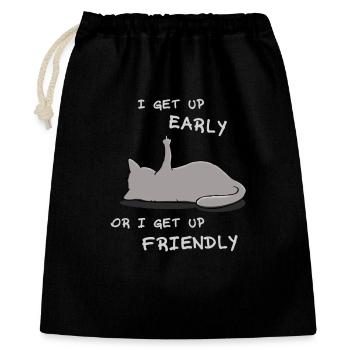 Je me lève tôt chat - Sac cadeau 40 x 50 cm - noir - Devant