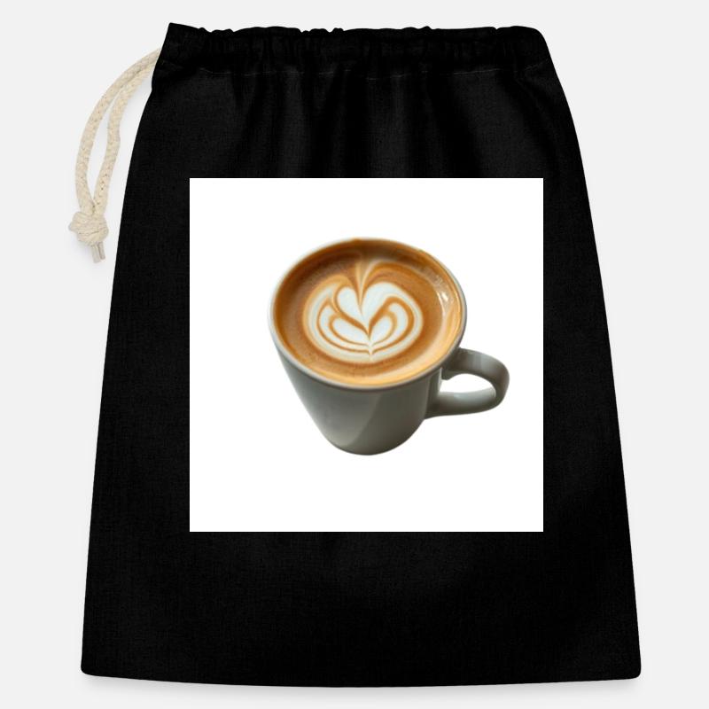 Latte Heart Art Mug Design - Gift Bag 40 x 50 cm - black