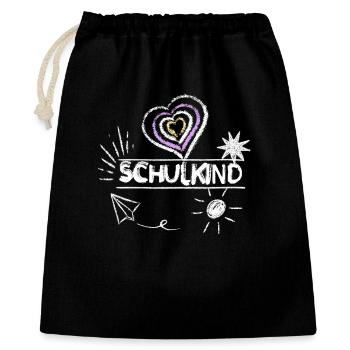 Schulkind 2026 Mädchen Herz Sonne rosa Schulanfang - Geschenkbeutel aus Baumwolle (40 x 50 cm) - Schwarz - Vorne