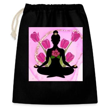 Meditative Silhouette rosa Hibiskus - Geschenkbeutel aus Baumwolle (40 x 50 cm) - Schwarz - Vorne