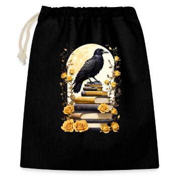 Stack of books with raven - Gift Bag 40 x 50 cm - black - Front