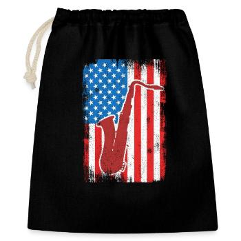 July 4, USA saxophone - Gift Bag 40 x 50 cm - black - Front