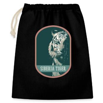 Bengalischer Tiger Porträt Aufnäher: Indische Fauna - Geschenkbeutel aus Baumwolle (40 x 50 cm) - Schwarz - Vorne