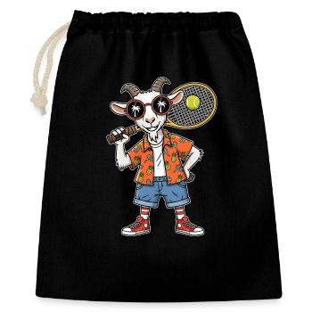 Chèvre de tennis cool avec une raquette, ambiance estivale - Sac cadeau 40 x 50 cm - noir - Devant