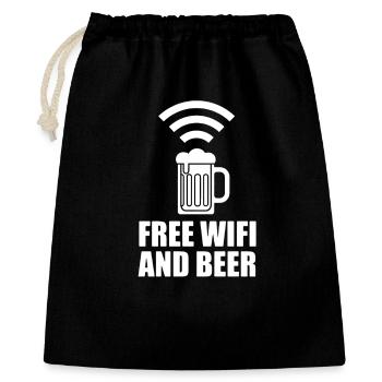 Free Wi-Fi and beer logo - Gift Bag 40 x 50 cm - black - Front