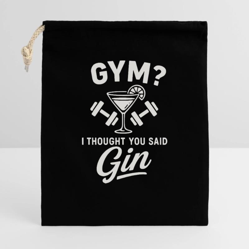 Gym oder Gin ? Geschenkbeutel aus Baumwolle (40 x 50 cm)