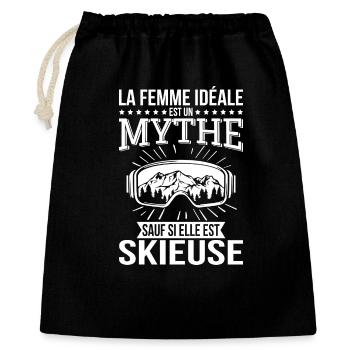 La femme idéale un mythe sauf si elle est skieuse - Sac cadeau 40 x 50 cm - noir - Devant