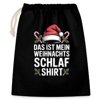 Mein Weihnachts Schlafshirt - Geschenkbeutel aus Baumwolle (40 x 50 cm) - Schwarz - Vorne