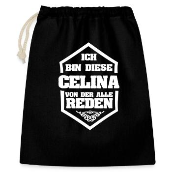 Celina als Rufname - Geschenkbeutel aus Baumwolle (40 x 50 cm) - Schwarz - Vorne