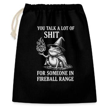 Fireball Range – Lustiger Frosch Magier RPG - Geschenkbeutel aus Baumwolle (40 x 50 cm) - Schwarz - Vorne