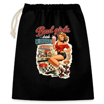 Pin-up bad girls boivent des milkshakes : style diner des années 50 - Sac cadeau 40 x 50 cm - noir - Devant