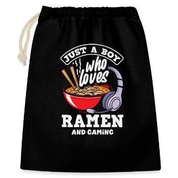 Boy Loves Ramen And Gaming Headset - Gift Bag 40 x 50 cm - black - Front