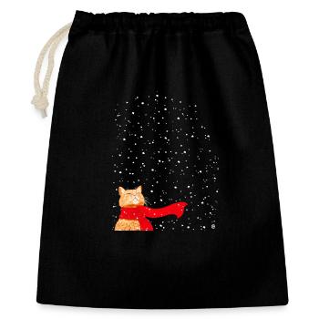 Tabby liebt Schnee - Geschenkbeutel aus Baumwolle (40 x 50 cm) - Schwarz - Vorne