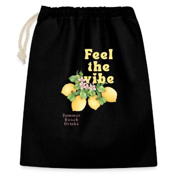 Feel the Vibe – Sommer Zitronen Drinks - Geschenkbeutel aus Baumwolle (40 x 50 cm) - Schwarz - Vorne