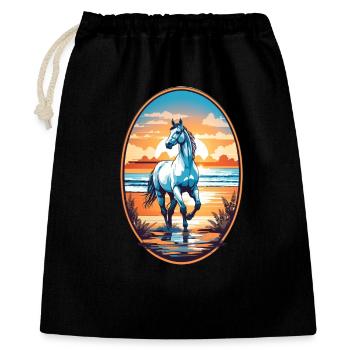 Cheval sur la plage - Sac cadeau 40 x 50 cm - noir - Devant
