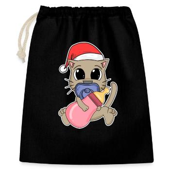 Chat Bébé Noël - Sac cadeau 40 x 50 cm - noir - Devant
