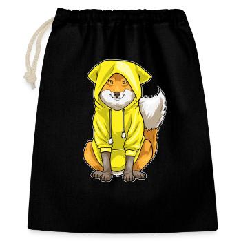 Fuchs Winter Hoodie - Geschenkbeutel aus Baumwolle (40 x 50 cm) - Schwarz - Vorne