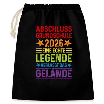 Grundschule Abschluss 2026 - Geschenkbeutel aus Baumwolle (40 x 50 cm) - Schwarz - Vorne