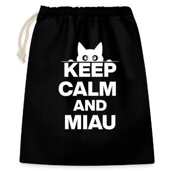 KEEP CALM AND MEOW! CAT LOVER CATLOVER white - Gift Bag 40 x 50 cm - black - Front